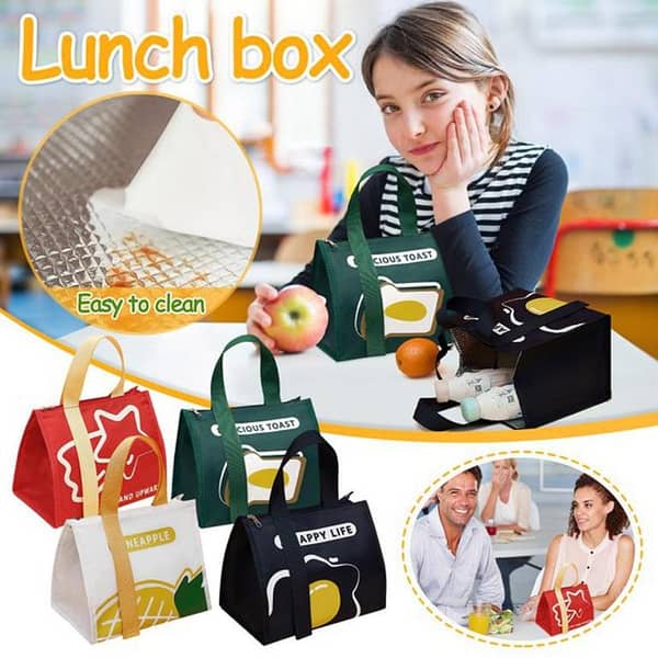 Cartoon Design Insulation Lunch Bag - Hot and Cold Canvas Handbag with Thickened Aluminum Film