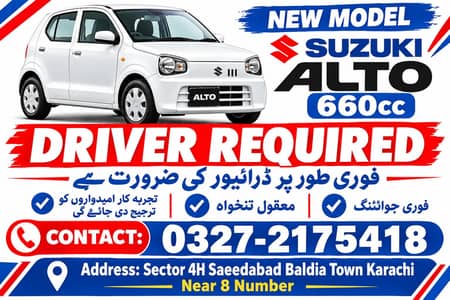 Driver required for alto 660 cc new( Yango indrive)