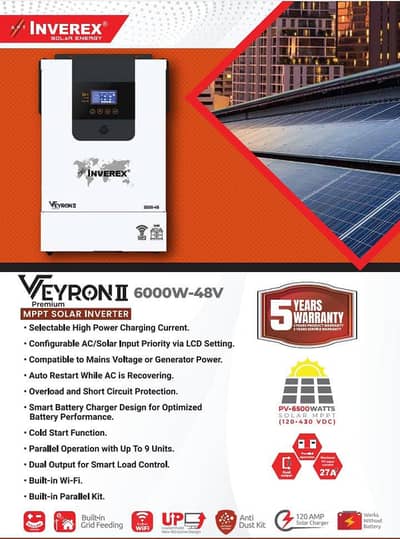 Inverex Veyron II 6000W 48V MPPT Solar Inverter | 5 Years Warranty