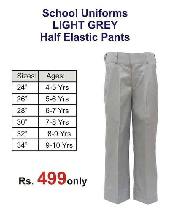 Light Grey Half Elastic Pants for Boys Aged 4-5 Years, 24 Inches