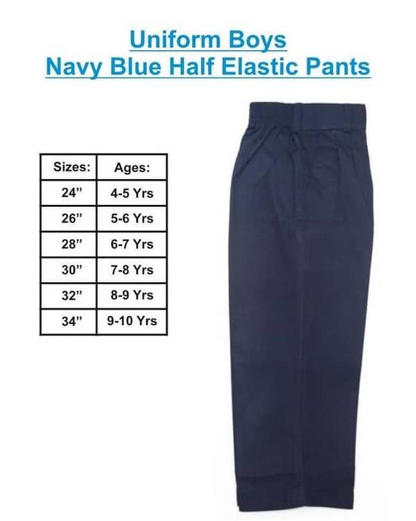 Navy Blue Half Elastic Pant for Boys Aged 6-7 Years, Size 28 Inch