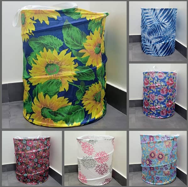 Waterproof Folding Cotton Laundry Basket with Button