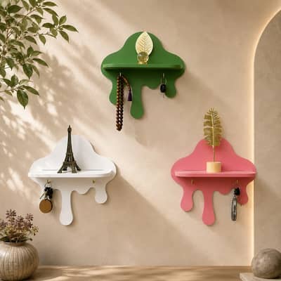 Drip Wall Shelf with Key Holder - Pack of 3