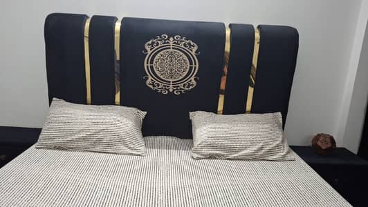 King Size Velvet Bed with 2 Side Tables