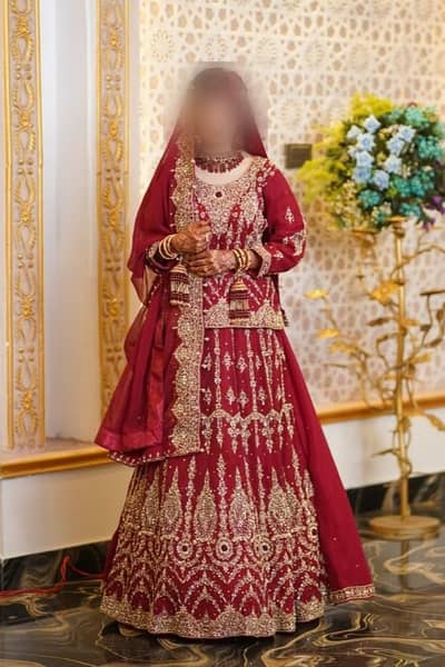 Maroon Bridal Lehenga_Heavy Zardozi & Stonework|Wedding Dress for Sale