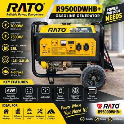 RATO R9500DWHB+ 7000W Heavy Duty Petrol Generator – Used