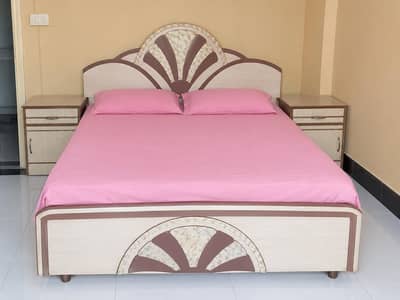 Double Bed Set with Two Side Tables