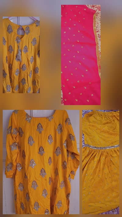 yellow colour full   work   on front and back