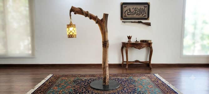 hand made wood black marble lamp