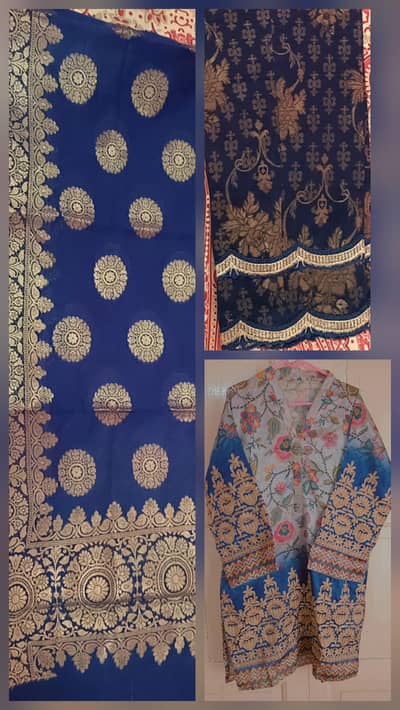 blue suit banarsi duppata