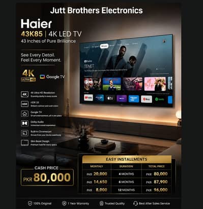 Haier 43KB5FFX 43" Google LED TV | Rs. 80,000 | Installment Package A