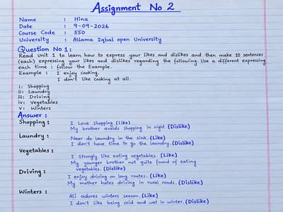 AIOU Handwritten Assignments | Neat & Clean Writing | Affordable Charg
