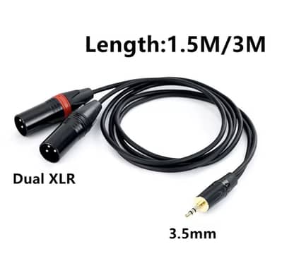 3.5mm to Dual XLR Male Cords Audio Cable