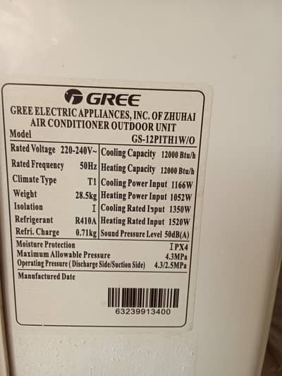 Gree 1tan dc inverter