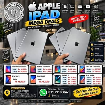 Apple iPad 8th, 7th, 6th & 5th Gen | iPad Air 3/Air 2 | iPad Mini 5&4