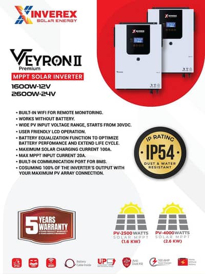 Inverex Veyron II Premium 1.6KW/2.6KW MPPT Solar Inverter