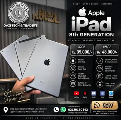 Apple iPad 8th Generation 32GB / 128GB Factory Unlocked | Genuine