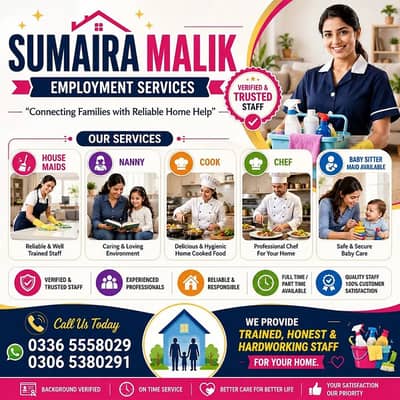 Maid / House Maids / cook / House chef / Baby Sitter maid available