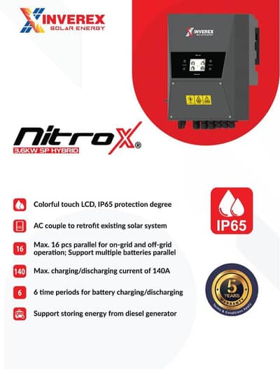 Inverex Nitrox 3.6KW SP Hybrid Solar Inverter | 5 Years Warranty