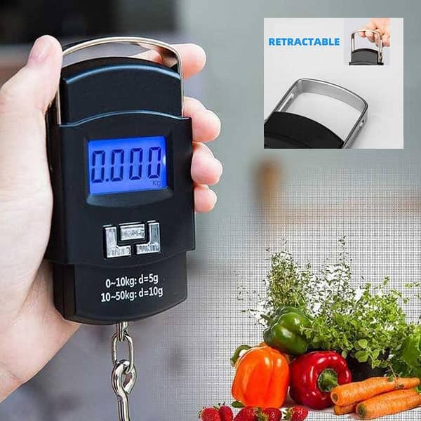 50KG Portable Electronic Digital Hanging Scale with Hook| LCD Luggage Weighing Machine for Travel Bags, Fishing, Parcels & Shopping| High Precision Digital Weight Scale with Auto Lock| Portable Mini Weighing Machine for Home & Outdoor Use