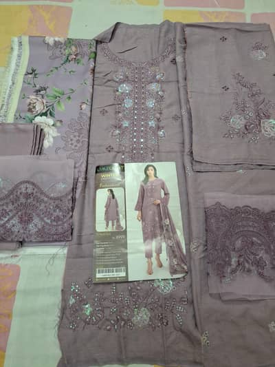 3 Piece Unstitched Zari Karandi Suit Limelight