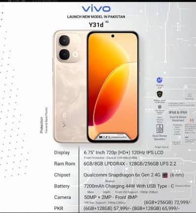 Vivo Y31 urgent sale With box and original charger 6 month warranty