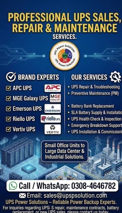 UPS Repair Service Maintenance APC Emerson Vertiv Battery Replacement