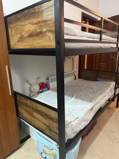 Double Bunk Bed | Metal Frame + Wood | Excellent Condition