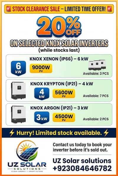 Knox Solar Inverter 6kW 4kW 3kW Hybrid Sale Price Urgent Sale Lahore