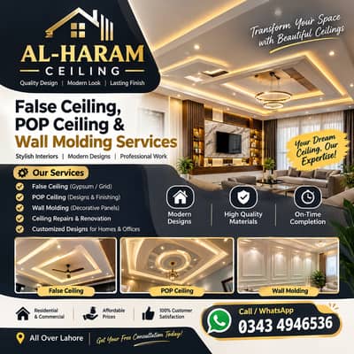 False Ceiling, POP Ceiling & Wall Molding Services | Al-Haram Ceiling