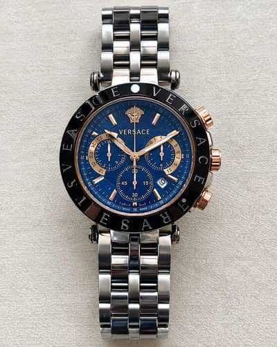 Versace Men’s Chronograph Watch – Blue Dial – Swiss Made