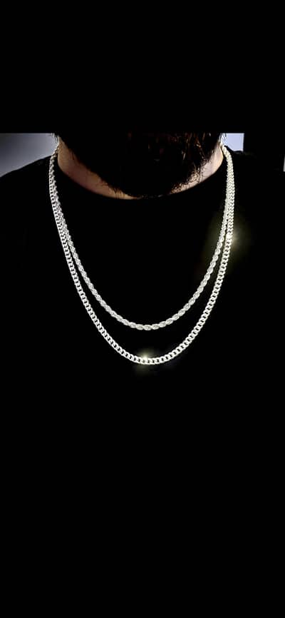 925 silver diamond cut rope chain made in italy