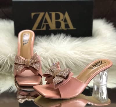 ZARA Sparkle Bow Transparent Heels