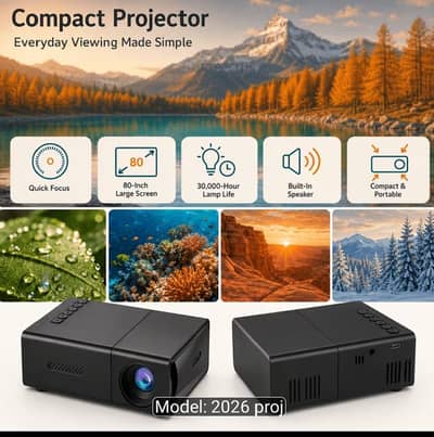 Portable mini movie ptojector  plus Movie Projection Screen for Home