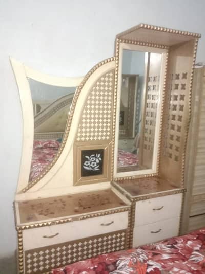 King Size Bed Set with Mattress, Side Tables & Modern Dressing Table