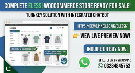  HEADING: READY-MADE ELESSI WOOCOMMERCE STORE WITH CHATBOT FOR SALE!