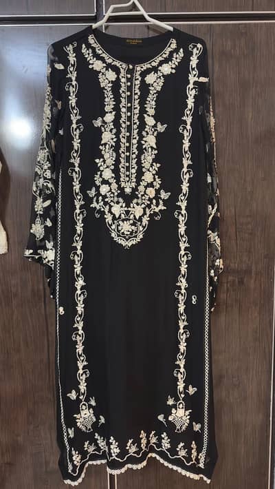 Aghanoor chiffon embroidered 3 piece formal dress/ suit