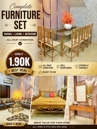 Iron bed set , King size bed , bed set , solid bed , bed dressing