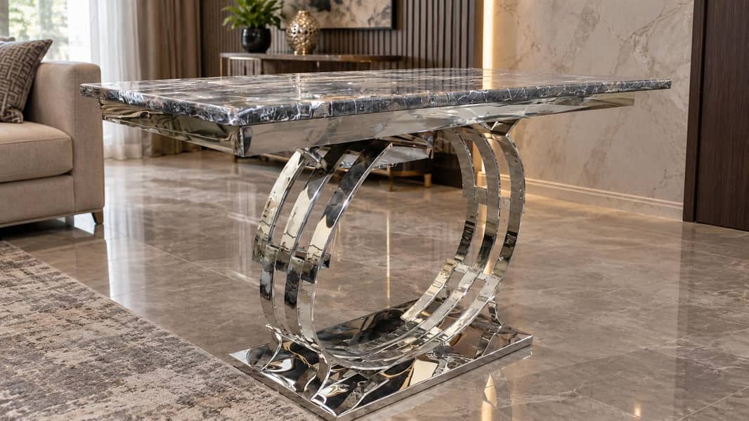 Chrome Console Table + Designer Mirror 0