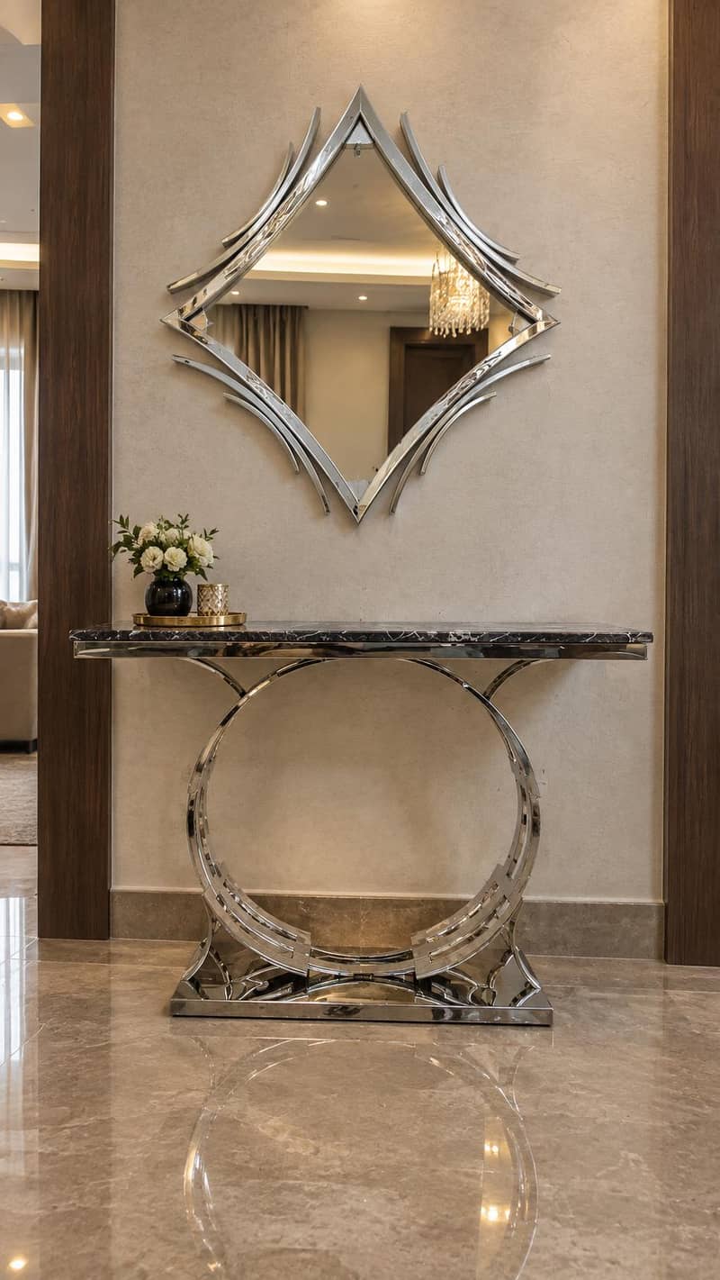 Chrome Console Table + Designer Mirror 2