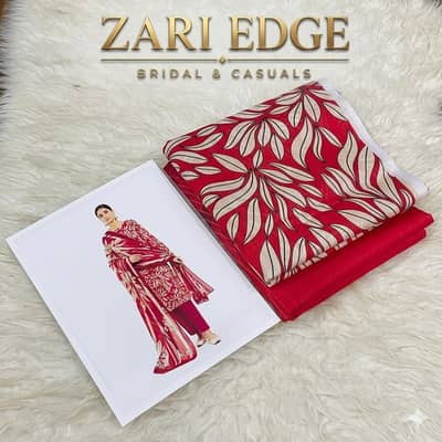 Unstitched 3 Piece | Lawn Shirt Trouser Dupatta | New Designs, bridal