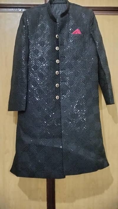 Black Sherwani with Matching kulla