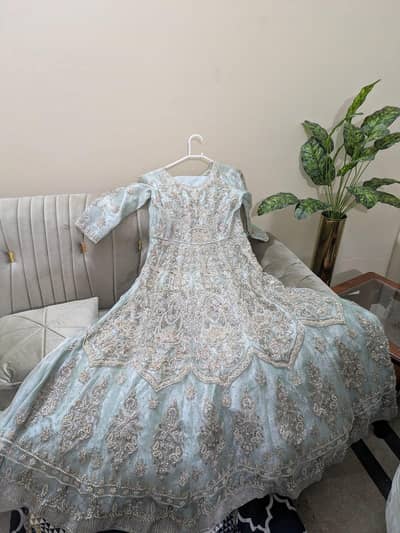 ice blue waleema maxi with dupatta