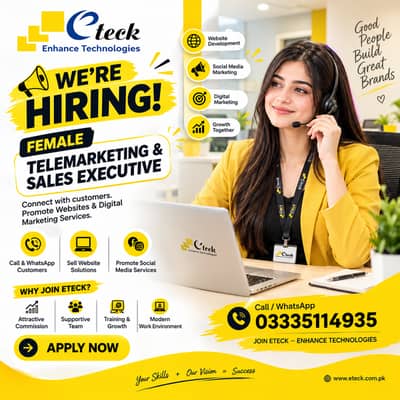 Eteck Hiring Female Sales Executive – Commission Based