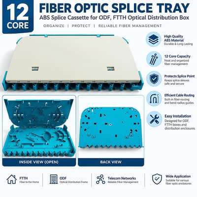 12 Core Fiber Optic Splice Tray / Splice Cassette