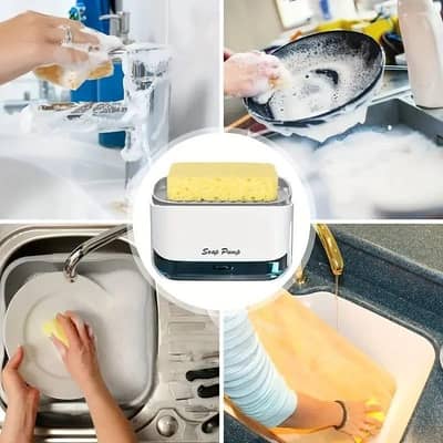 2 in 1 Automatic Liquid Soap Dispenser With Sponge Holder