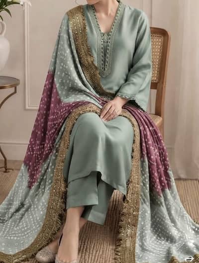 Silk suit 3 piece, hand embroidery Dress, kacha tanka hand embroidery,