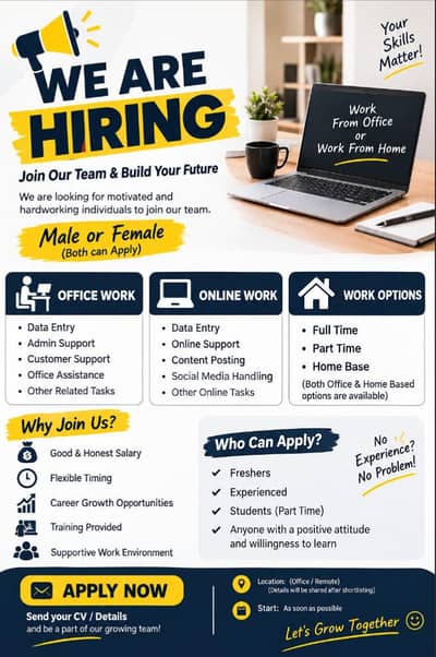 Start your career with us hiring start staff for online working opport