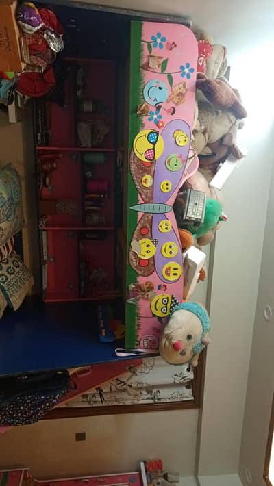 kids 3 beds bunker with cupboard
