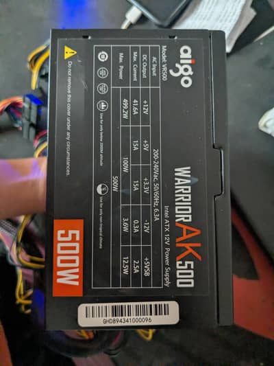 Aigo Warrior AK500 500W Power Supply (Excellent Condition)